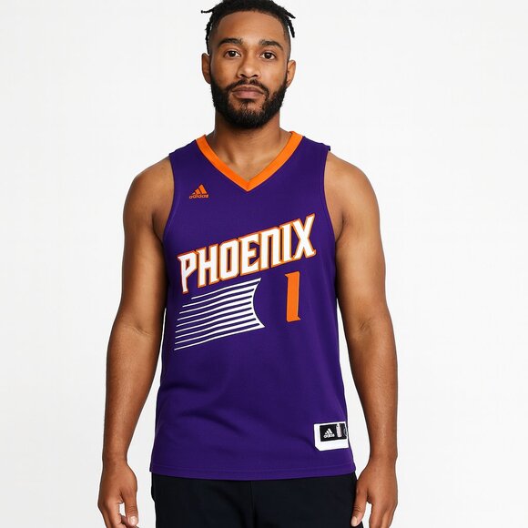 Pheonix Suns Purple Orange Jersey Devin Booker #1 Adidas Size Medium - Picture 1 of 6